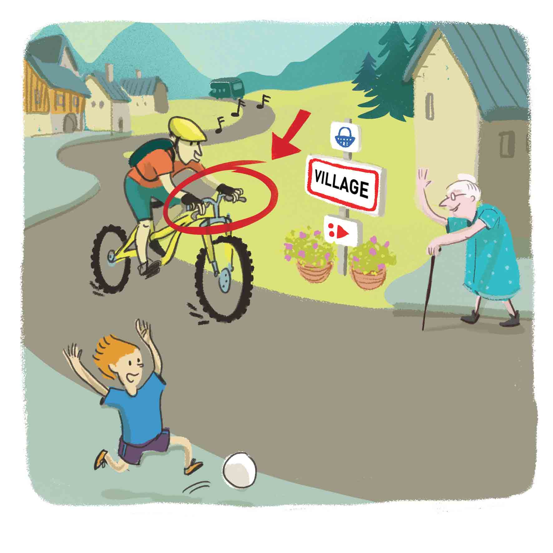 VTT ralentir à proximité des villages
