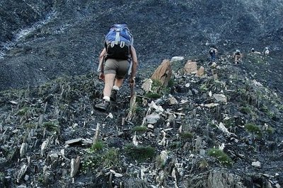 La montée au col de la Muzelle avant l'aménagement du sentier