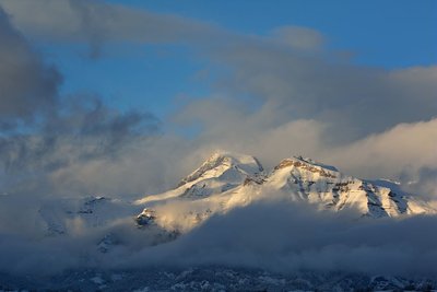 Le Vieux Chaillol, nuages et lumière du soir depuis Ancelle